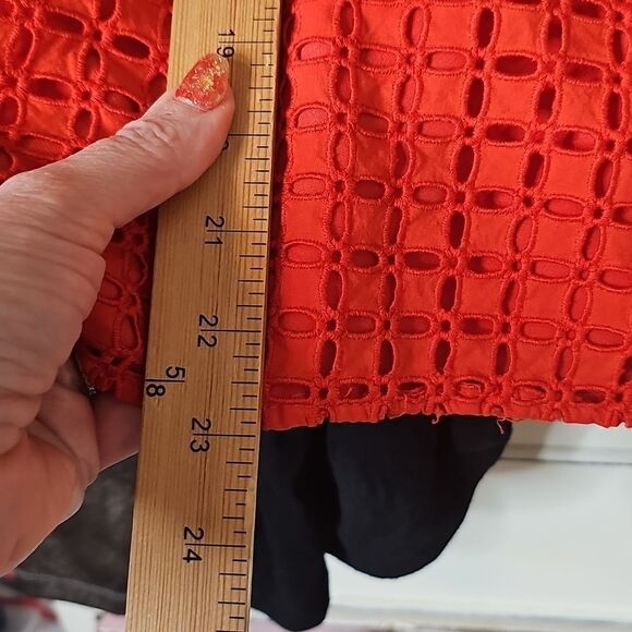 J.crew 12 Ruffle One-Shoulder Bright Poppy Red Eyelet Top - Picture 8 of 9